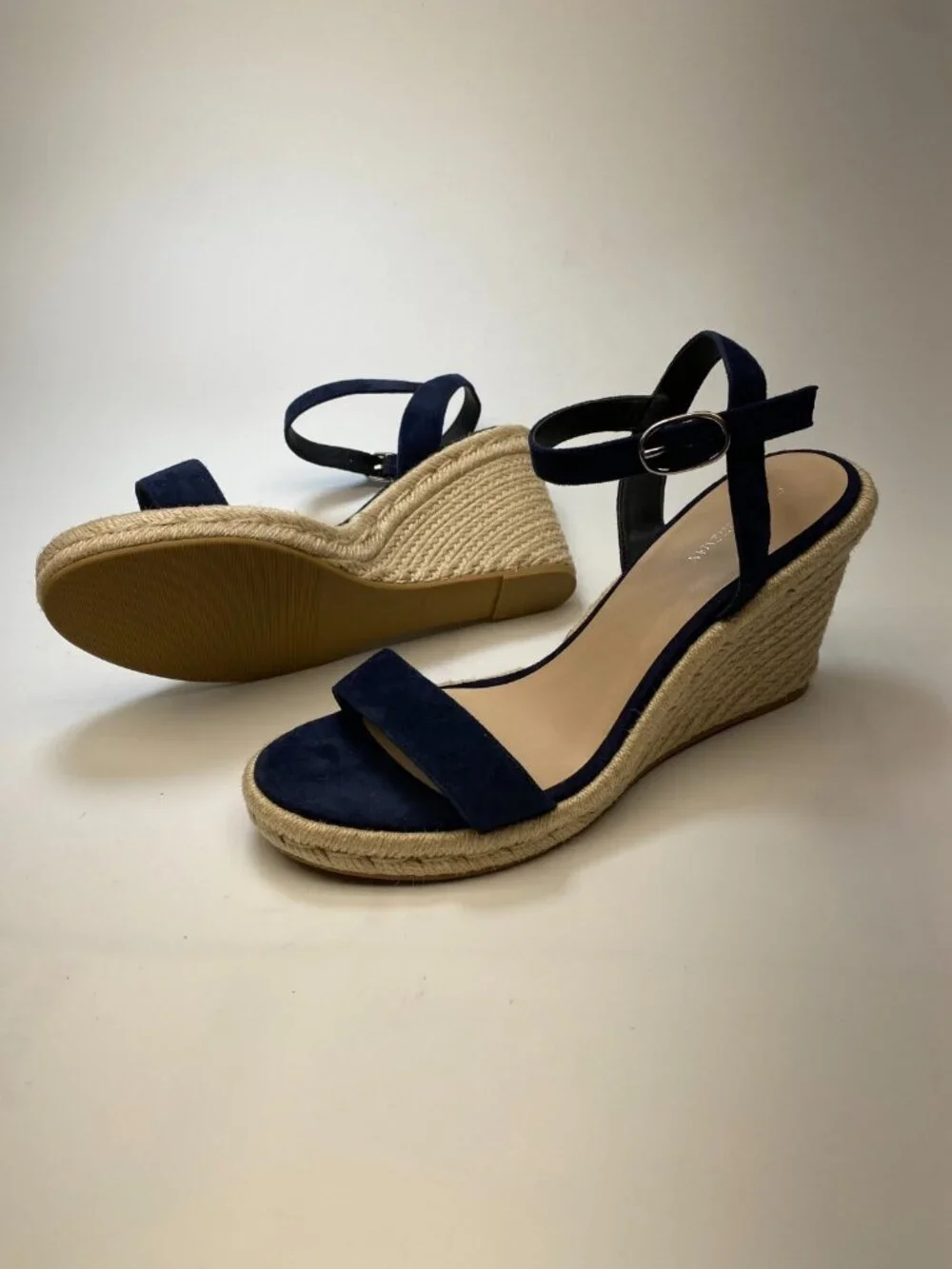 Stuart Weitzman Womens Teddi Blue Espadrille Wedge Sandals Sz 11